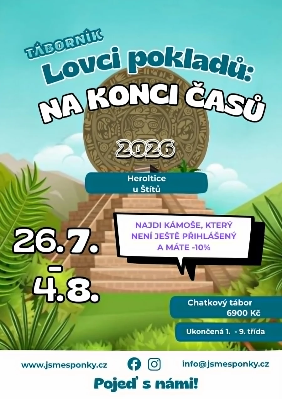 Plakát Táborník 2026 - Lovci pokladů v Herolticích